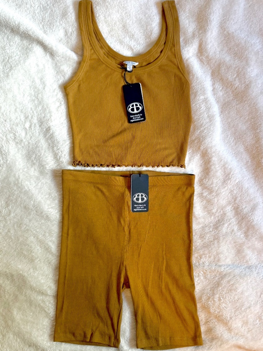 Organic Basics Lounge Set, Organic Cotton L/XL, Tank Top & Biker Shorts, NWT